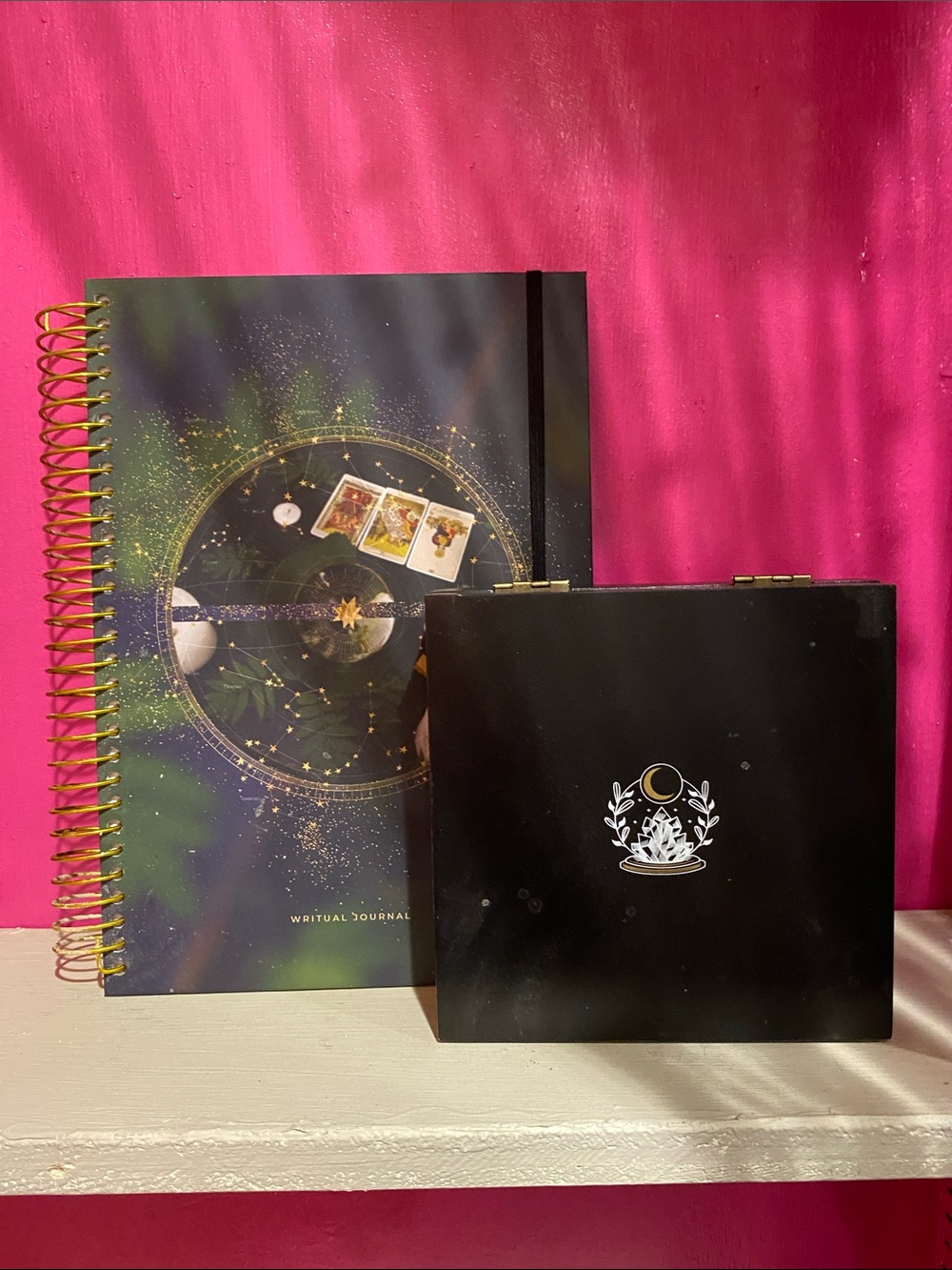 Mystic Ritual Journal & Black Tarot Box - Black with Gold Accents